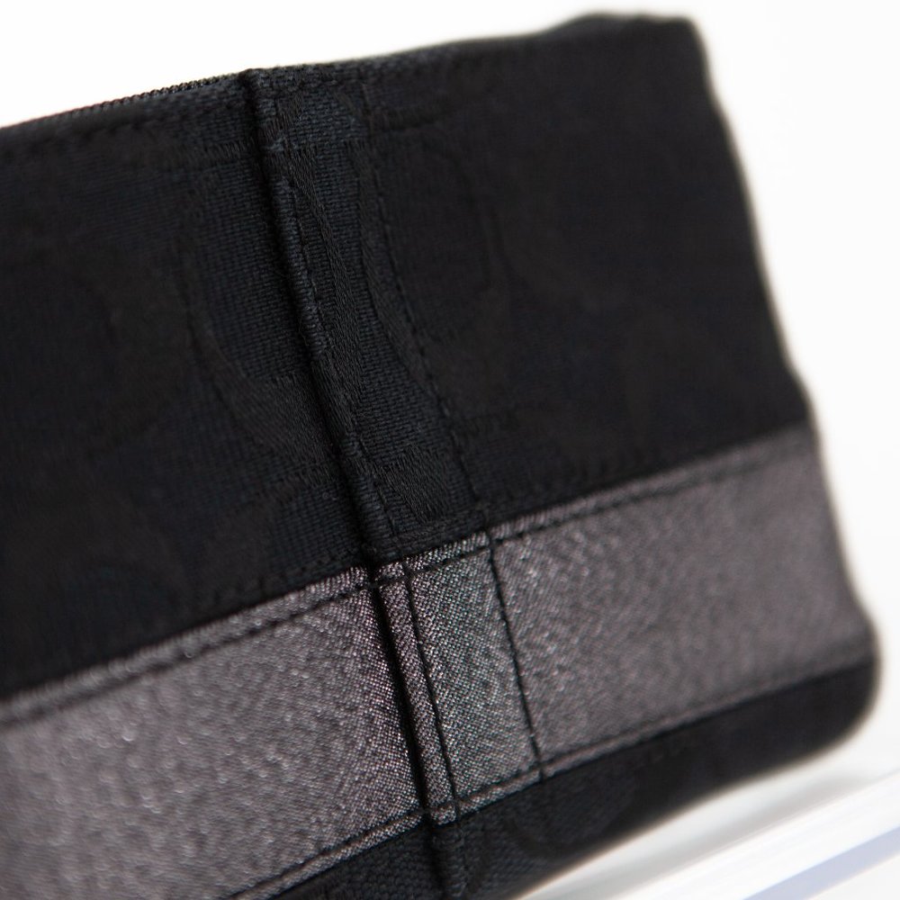 COACH Black Canvas Wristlet with Metallic Sparkly Stripe - Picture 6 of 11